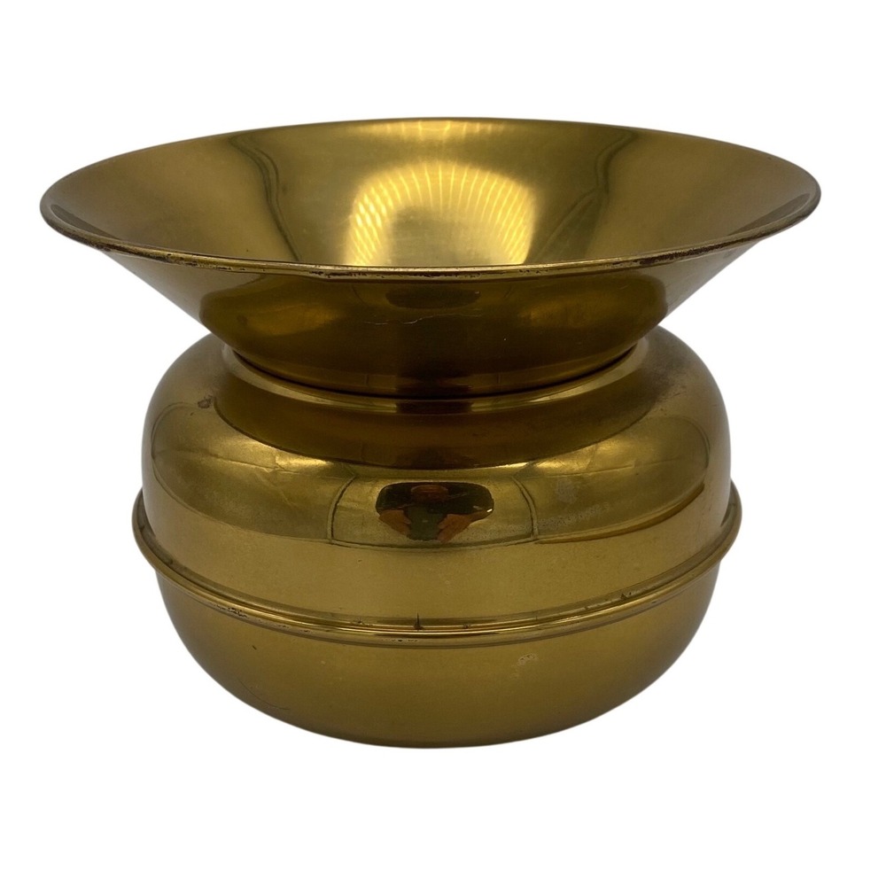 Unbranded Brass Spittoon Decorative Vessel Gold Weighted Base Vintage 5in
